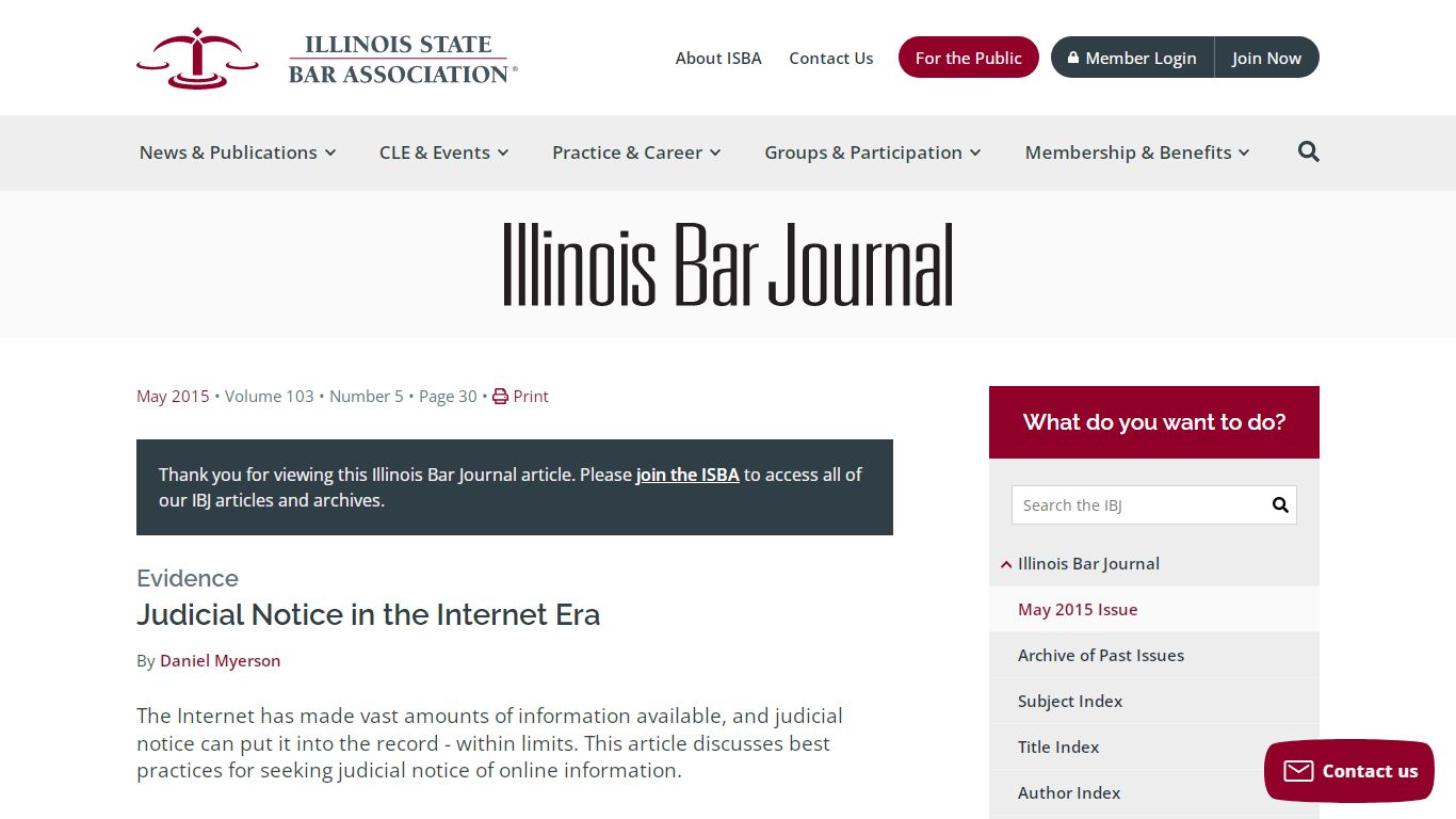 Judicial Notice in the Internet Era | Illinois State Bar Association