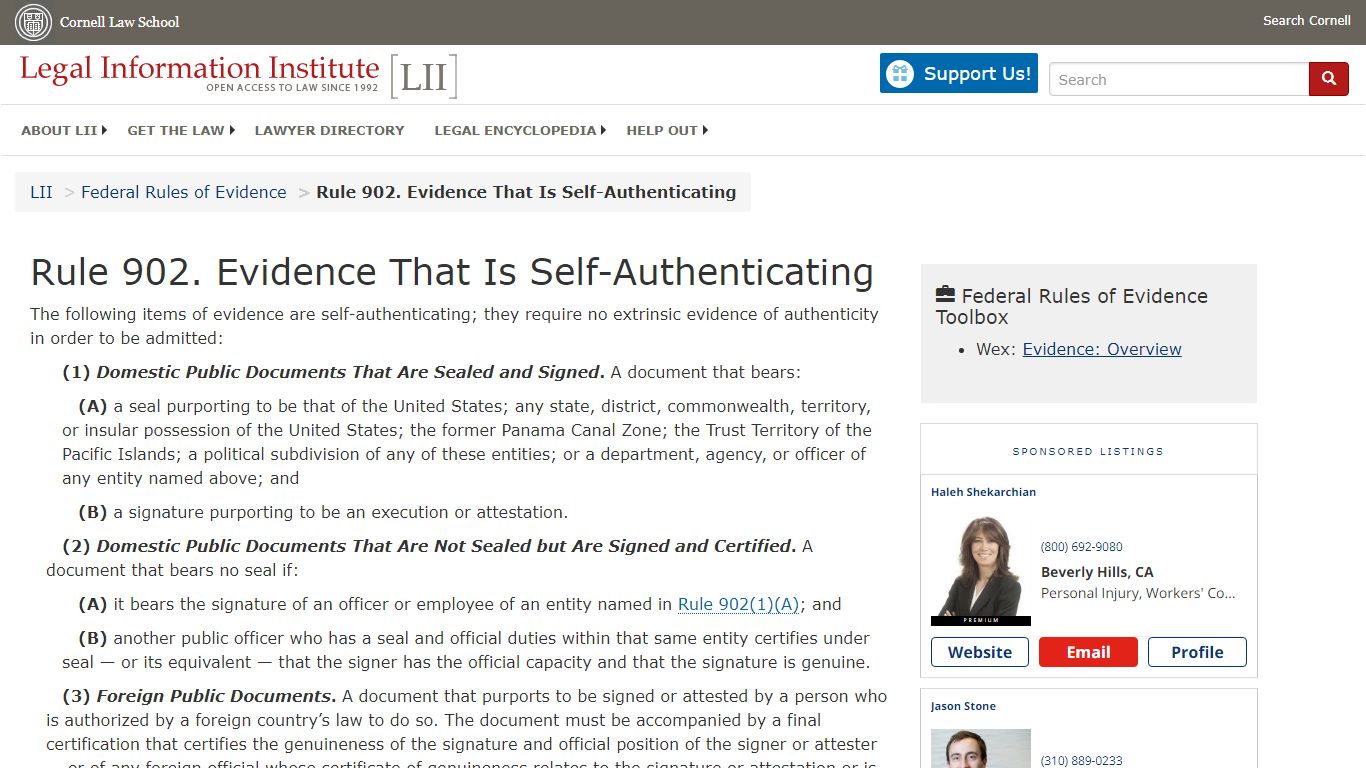 Rule 902. Evidence That Is Self-Authenticating | Federal Rules of ...